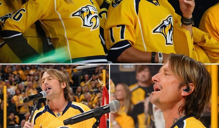 Keith Urban’s Heartfelt Rendition of “The Star-Spangled Banner” Sends Chills Through the Bridgestone Arena, Leaving Fans in Awe During the Nashville Predators vs. Carolina Hurricanes Game.