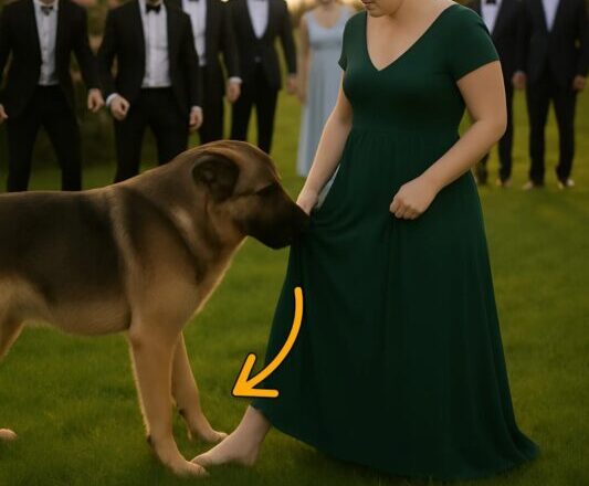 During the wedding, the dog attacked a guest who was hiding something under her dress